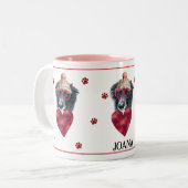 Heart Paws Border Collie Valentine's Day Gift Dog Zweifarbige Tasse (Vorderseite Links)