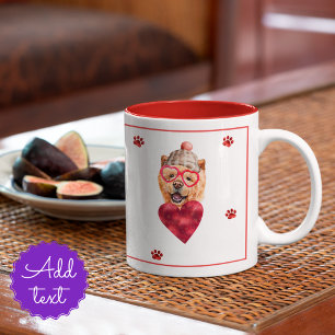 Heart Paws Chow Chow Chow Valentinstag Geschenk Hu Zweifarbige Tasse