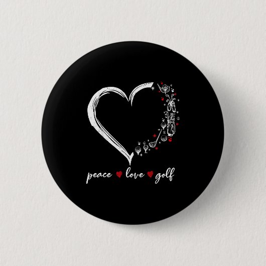 Heart Peace Love Golf Player Srt Lovers Outfit Wom Button (Vorderseite)