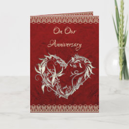 Heart, Pearls & Roses Anniversary Card Karte