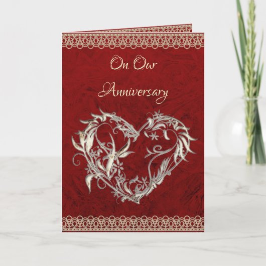 Heart, Pearls & Roses Anniversary Card Karte (Vorderseite)
