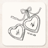 Heart Pendant Wedgram Rechteckiger Pappuntersetzer (Vorderseite)