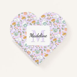 Heart Personalized Tea Cats Bookish Pastel Girly Notizblock