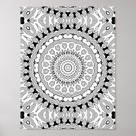 Heart Petal Burst Coloring Page Intricate Design Poster