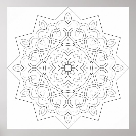 Heart Petal Mandala with Symmetrical Vine Flow Poster (Vorne)