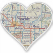 Heart Phoenix AZ Vintage Karte Aufkleber (Vorderseite)