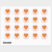 Heart Pizza Round Sticker | Red Checkered Wedding (Blatt)