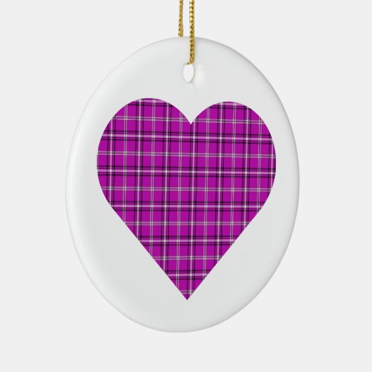 Heart Plaid Pink Purple Black Keramik Ornament (Rechts)