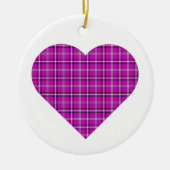 Heart Plaid Pink Purple Black Keramik Ornament (Vorne)