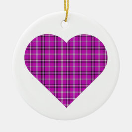 Heart Plaid Pink Purple Black Keramik Ornament