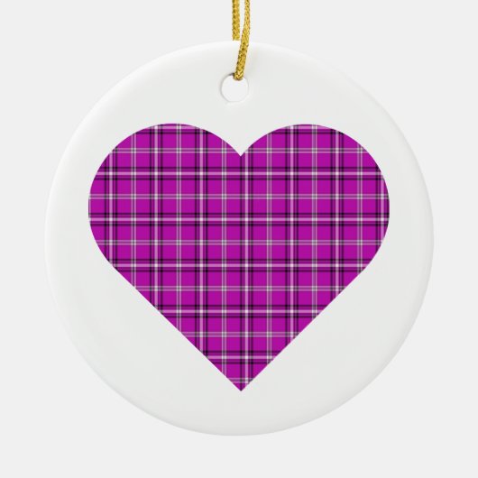 Heart Plaid Pink Purple Black Keramik Ornament (Vorne)