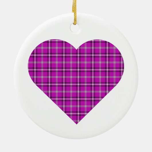 Heart Plaid Pink Purple Black Keramik Ornament (Hinten)