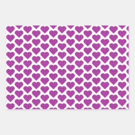 Heart Plaid Purple Pink Black Geschenkpapier Set