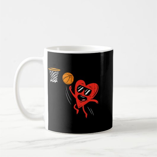 Heart Playing Basketball Cute Valentines Day Srts Kaffeetasse (Links)