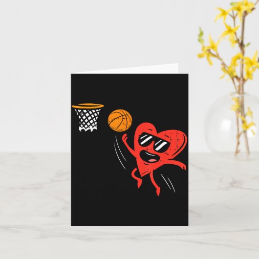 Heart Playing Basketball Cute Valentines Day Srts  Karte (Gelbe Blume)