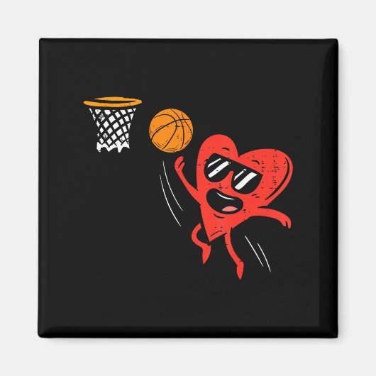 Heart Playing Basketball Cute Valentines Day Srts Magnet (Vorne)