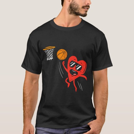 Heart Playing Basketball Cute Valentines Day Srts  T-Shirt (Vorderseite)