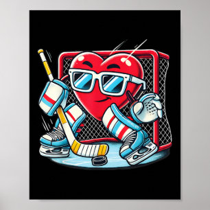 Heart Playing Hockey Goalie Valentinstag Men Wom Poster