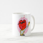 Heart Playing Music Valentines Tshirt For Men Wome Kaffeetasse (VorderseiteRechts)