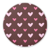 Heart Pop Ceramic Knob – Pink on Chocolate Keramikknauf (Vorderseite)