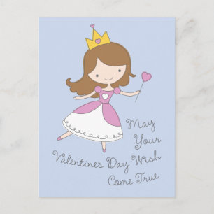Heart Princess Valentine Postcard Feiertagspostkarte