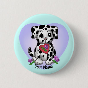 Heart Puppy Dog Button