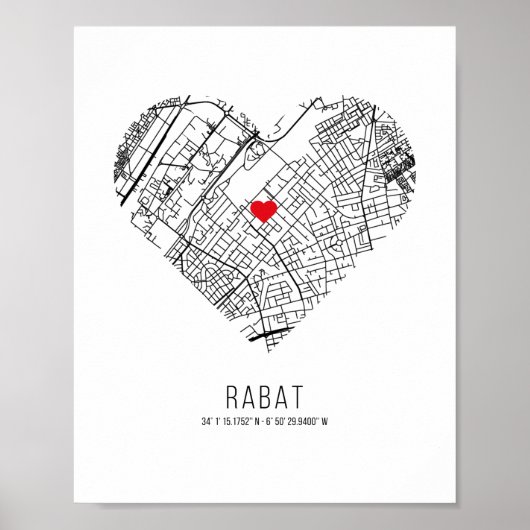Heart Rabat City Map (Marokko) Poster (Vorne)