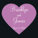 Heart Radiant Orchid Wedding Stickers<br><div class="desc">Radiant orchidfarbene Hochzeitsticker mit individuellem Text</div>