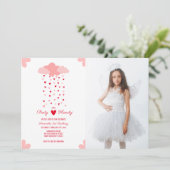 Heart Rain Delight Birthday Foto Einladung (Stehend Vorderseite)