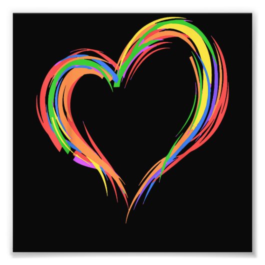 Heart Rainbow Flag LGBT Gay Les Pride Support LGBT Fotodruck (Vorne)