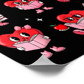 Heart Reading Books Valentine Teacher Boy Girl Boo Poster (Ecke)