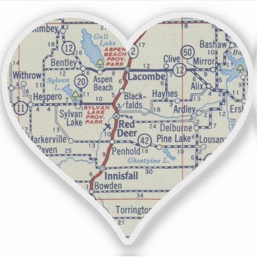 Heart Red Deer Alberta Aufkleber (Vorderseite)