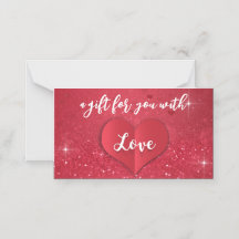 Heart Red Glitzer Liebe Valentinstag Geschenkkarte