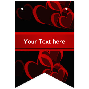 heart red in black text template wimpelkette