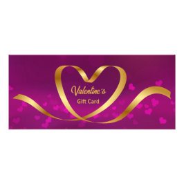 Heart Ribbon Gold Purple Valentine's Day Gift Card Werbekarte