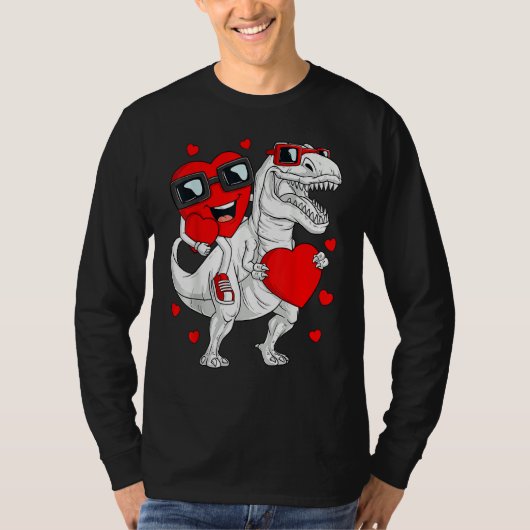 Heart Riding Dinosaur Rex Valentines Day Boys Kid T-Shirt (Vorderseite)