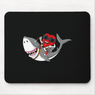 Heart Riding Shark Valentine's Day Fun Boys Girls Mousepad