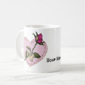 Heart Rings Rose Hochzeit Tasse (Vorderseite Links)