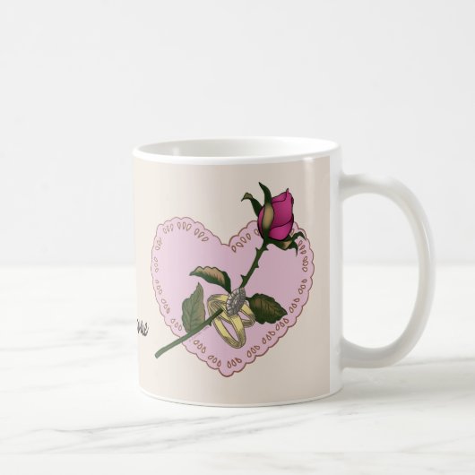 Heart Rings Rose Hochzeit Tasse (Rechts)