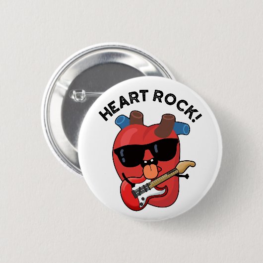 Heart Rock Funny Music Pub Button (Vorne & Hinten)