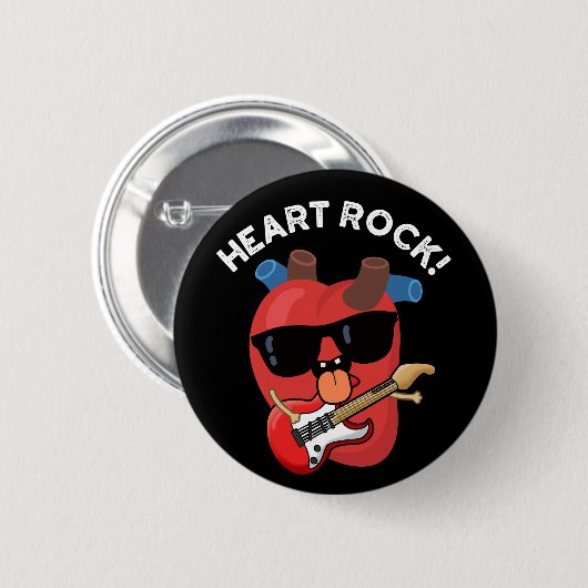 Heart Rock Funny Music Pub Dark BG Button (Vorne & Hinten)