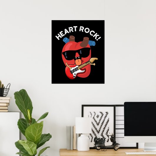 Heart Rock Funny Music Pub Dark BG Poster (Heimbüro)