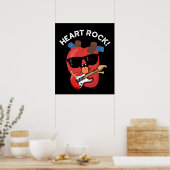 Heart Rock Funny Music Pub Dark BG Poster (Küche)