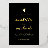 Heart & Romantic Modern Script Foto Wedding Gold Folieneinladung (Vorderseite)