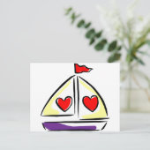 Heart Sailboat Postkarte (Stehend Vorderseite)