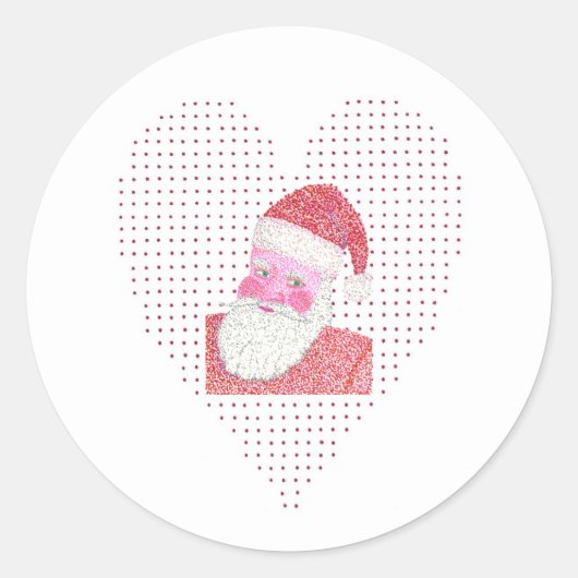 Heart Santa Claus Feiertage Sticker in Pointillism (Vorderseite)
