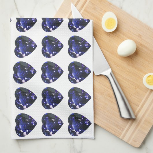 Heart Sapphire Blue Geschirrtuch (Viertel Falte)