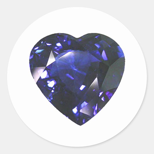 Heart Sapphire Blue Runder Aufkleber (Vorderseite)