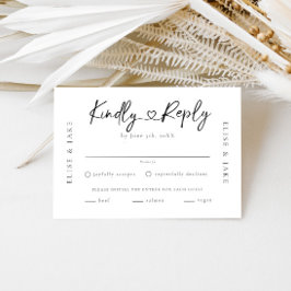 Heart Schriftart Wedding RSVP Karte