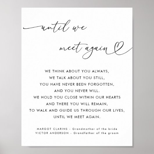 Heart Script, bis wir wieder treffen Hochzeit-Zeic Poster (Vorne)
